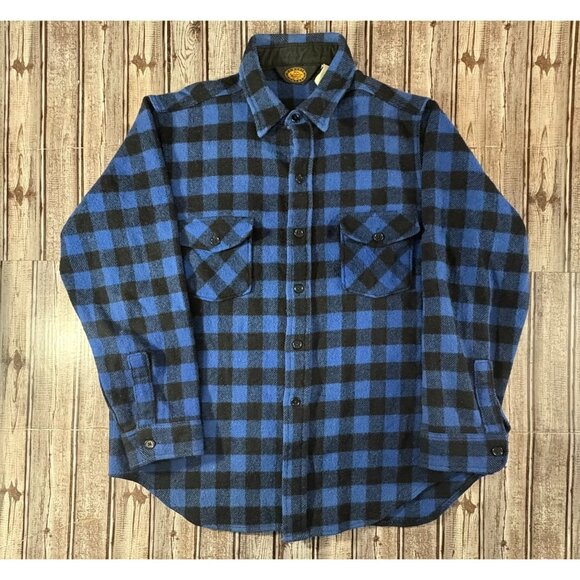 Woolrich Other - Woolrich Plaid Wool Heavy Flannel Shacket Jacket Shirt sz XL blue check VTG Y2K